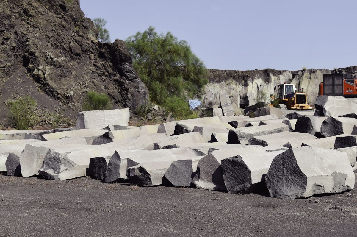 Lava stone blocks in a quarry